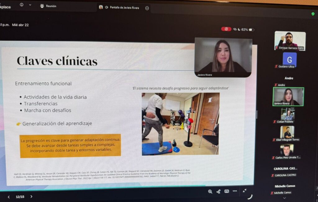 Javiera Rivera expuso sobre las claves clínicas de la rehabilitación vestibular en webinar SOCHIEAR